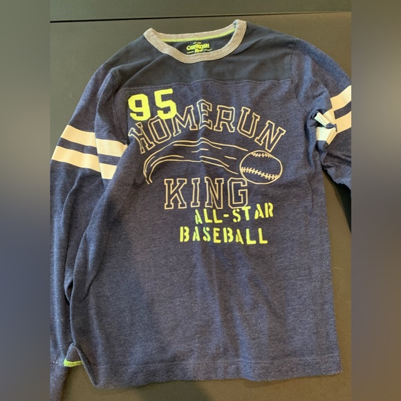 Osh Kosh Baseball  Home Run King All Star Baseball Long Sleeve Shirt Size 8 Boys - Picture 3 of 8